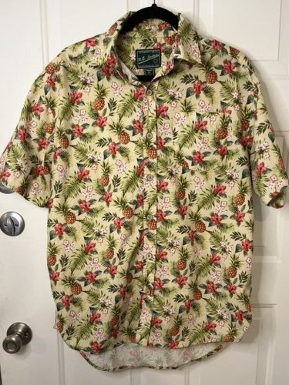 Mens‎ Hawaiian Shirt Size M Tropical Pineapple Hibiscus Tropical Print Quick Dry